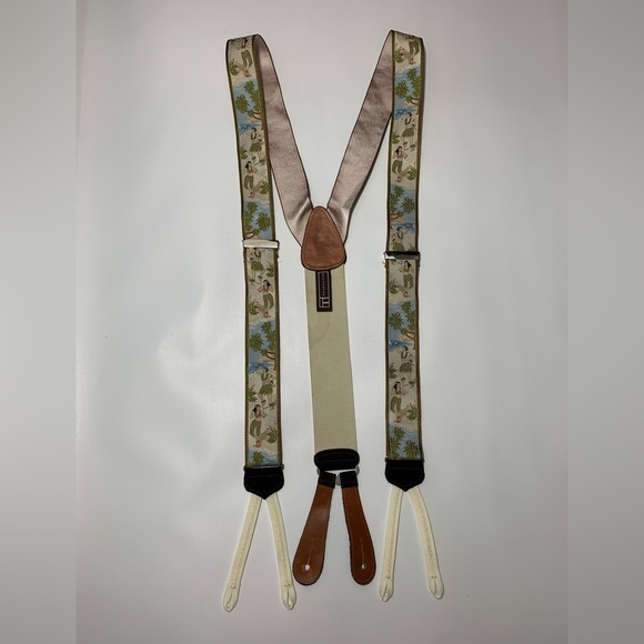 Trafalgar limited edition Hawaiian dancers print suspenders silk leather… - Picture 2 of 12